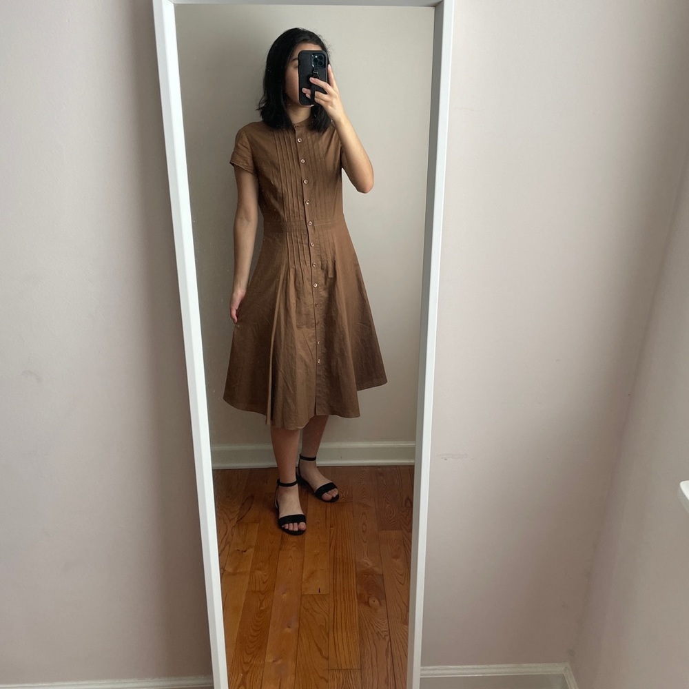 Korean Brown Maxi High Neck Vintage Dress Size Small